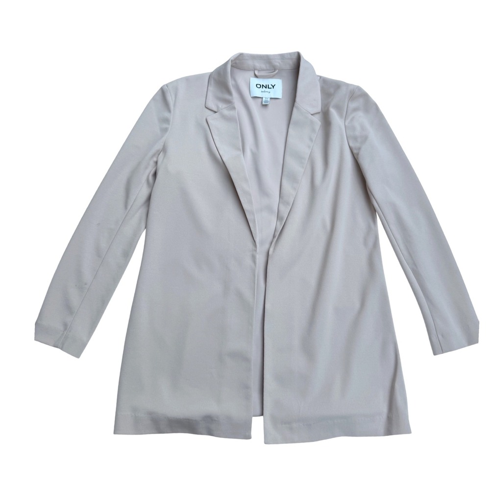 ONLY Tailoring Loose Blazer Open Front Neutral Taupe Workwear Minimalist Size M